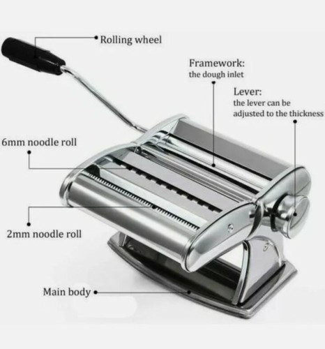 🔥 Shule Home Pasta Maker • Stainless Steel Pasta Noodle Roller Machine • New - Picture 9 of 10