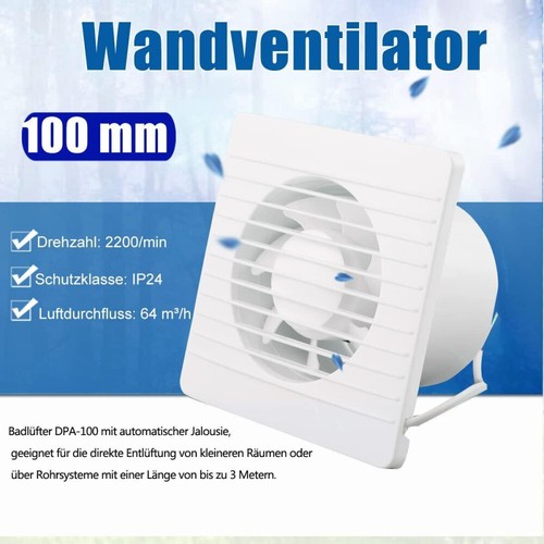 Badlüfter leise 100mm mit Feuchtesensor Nachlauf Bad WC Wand Ventilator Abluft - Bild 8 von 18