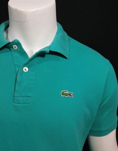 mens lacoste aqua green short sleeve polo mesh collar shirt size