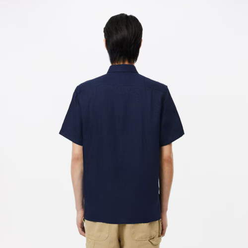 Lacoste Men's Short Sleeve Regular Fit Linen Shirt- 38- S - Picture 3 of 4