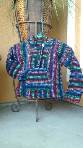 New Baja Surfer Children Hoodie Mexican Pullover Striped Multicolored SZ 1-4 - Picture 15 of 62
