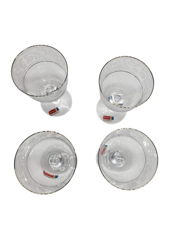 Fostoria Renaissance Crystal Water Goblets Platinum Trim Lot Of 4 - Picture 4 of 8