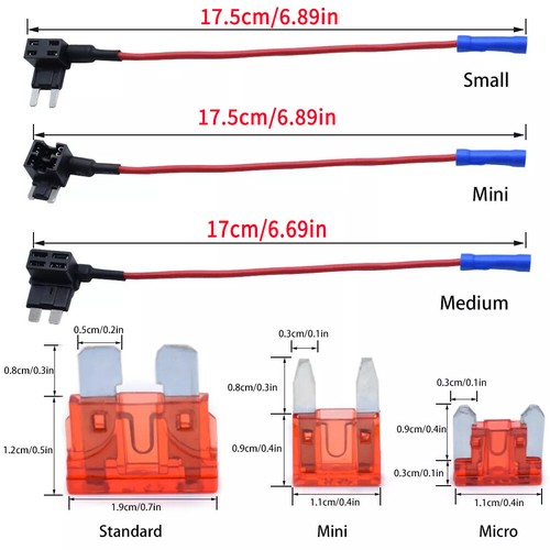 12X Add A Circuit Piggy Back Fuse Tap Mini Standard Blade Fuse Holder 3 Type 12V - Picture 6 of 6