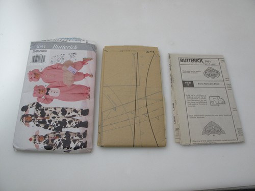 Sewing Pattern Butterick 3052 Unisex Halloween Costume Pig/Cow, All Sizes UC (U) - Picture 3 of 6