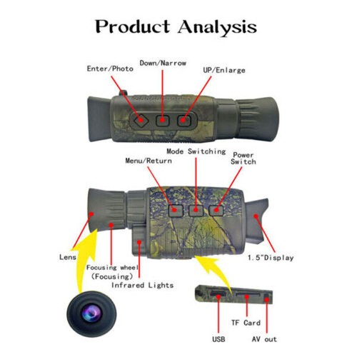 5X Zoom 850nm Video Monocular Infrared Scope HD IR Night Vision Digital Camera - Picture 9 of 14
