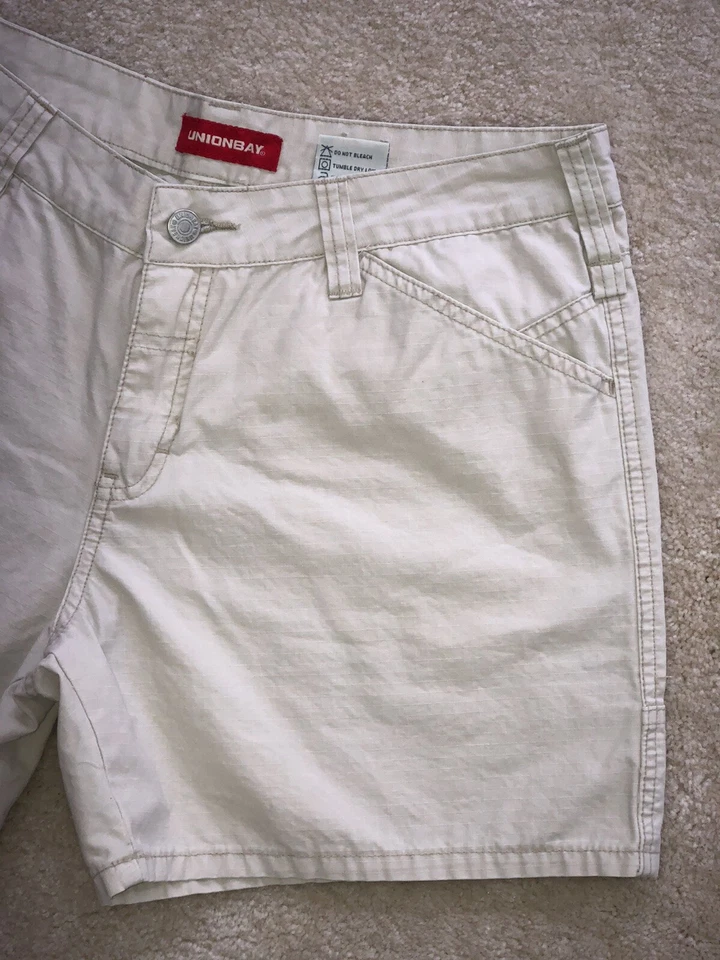 Pantalones Cortos De Colección Y2K Unionbay Cremallera Mosca Cintura Alta Caqui Beige Union Bay Mamá Talla 11 Foto 4 de 4
