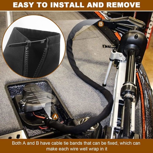 48'' Long Black Zippered Rigging Sleeve, ZRS-1-DP/Trolling Motor Cable Sleeve - Picture 14 of 15