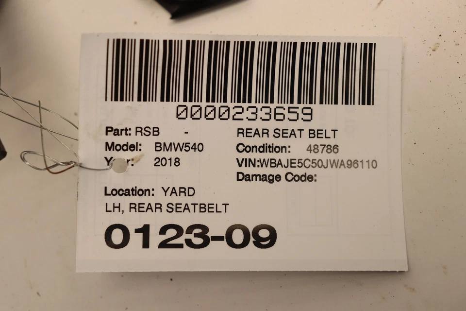 BMW 540I 2017-2022 segunda fila cinturón de seguridad trasero lado conductor izquierdo OEM Foto 3 de 3