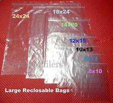 LARGE Reclosable Seal-Top Clear BIG Clothing Merchandise Storage Bags 2 Mil