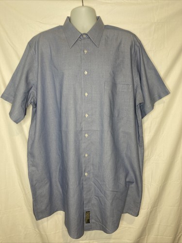 Alexander Lloyd Men Dress Shirt Tall 18.5 Blue Long Sleeve