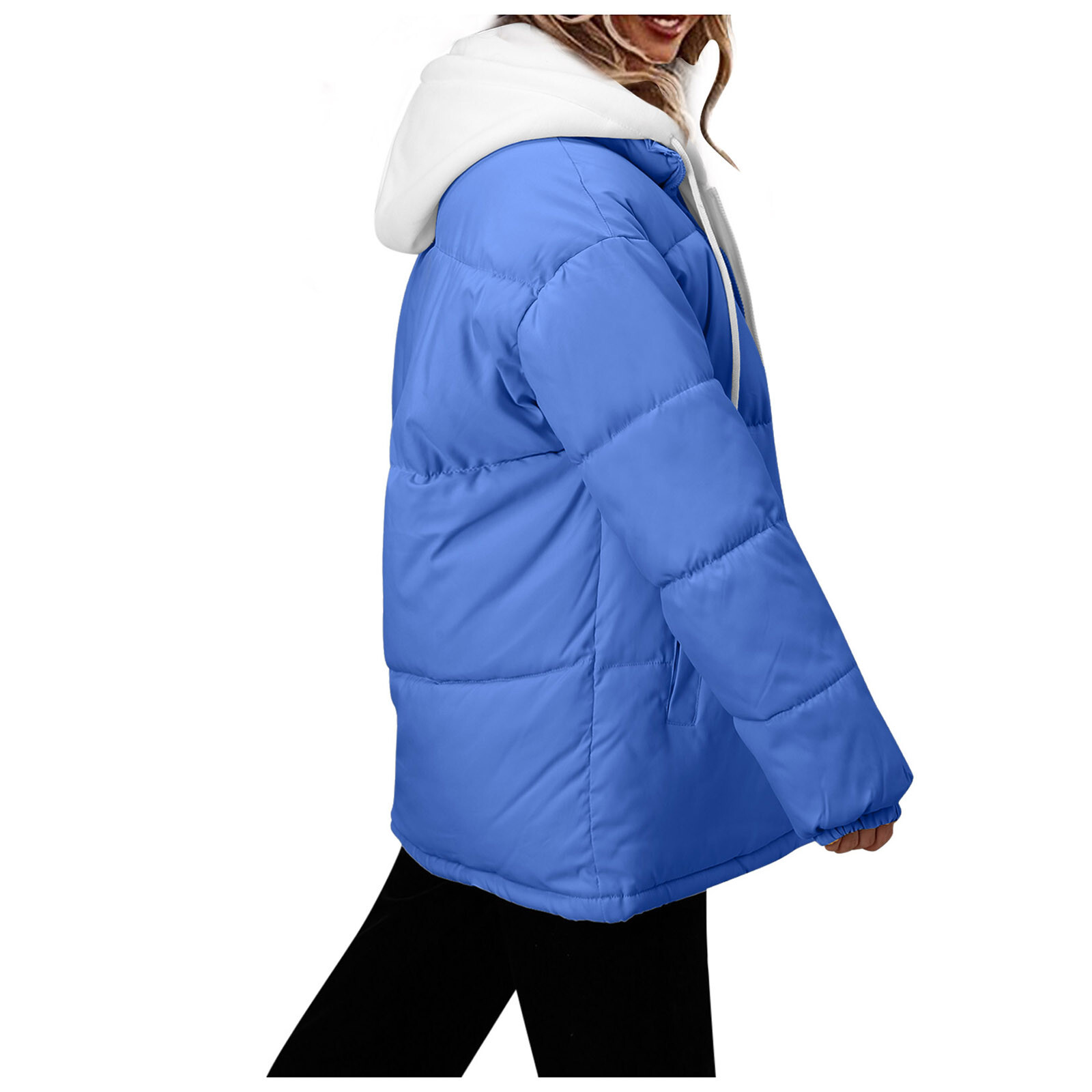 Women's 2021 Long Winter Vests Coat With Hood Long Sleeve Warm Down Coat With US