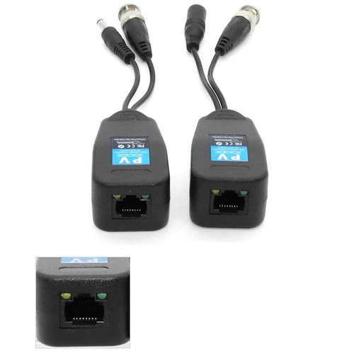 Passive CCTV Coax BNC Power Video Balun Transceiver Connectors To RJ45 BNC Male