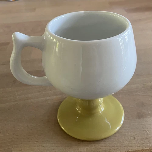 Vintage Caribe Puerto Rico Footed Coffee Cup Mug MCM Yellow White