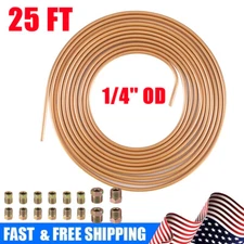 Brake Line Tubing Kit Copper Nickel 25 Ft Coil Roll 1/4'' OD with 16 Fittings