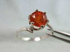 GARNET - Genuine Spessartite Orange .925 Sterling Silver Solitaire Ring 1.38 ct