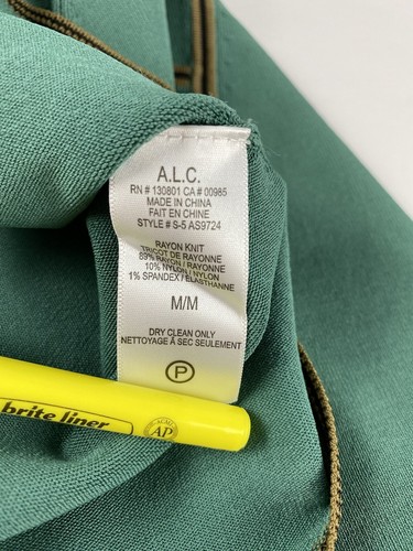 A.L.C. Vika Mini Dress Scoop Neck Knit BodyCon Size Medium NEW Green Brown Read - Picture 8 of 13