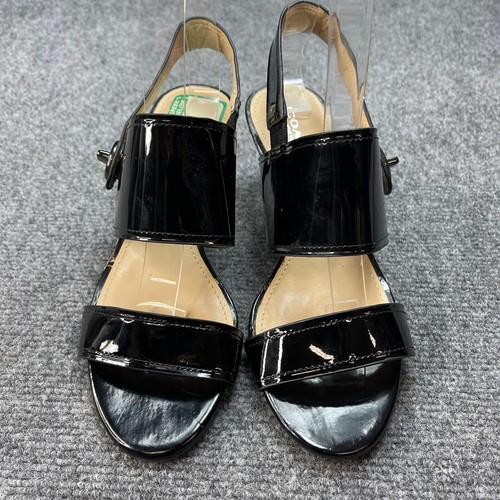 COACH Marla Turnlock Slingback Dress Sandals-Black Patent Womens Size 5B - Picture 2 of 11