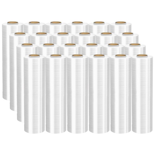 Rollo de envoltura retráctil pegajoso para palets extendido 450 mm x 300 m película adhesiva - Imagen 12 de 13