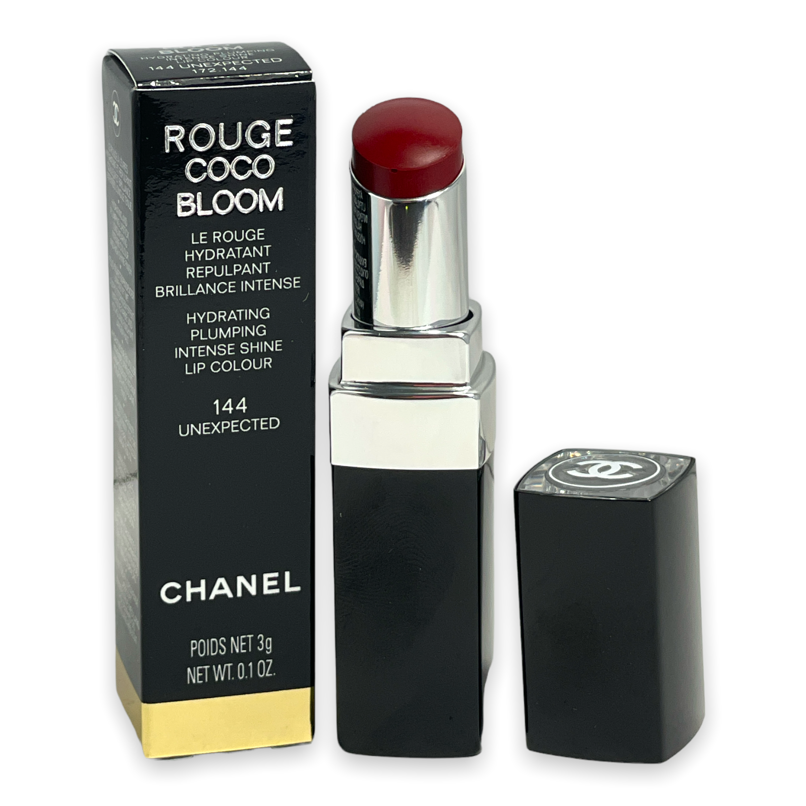 CHANEL+Rouge+Coco+Bloom+Hydrating+Plumping+Shine+Lip+Colour+Lipstick+144+Unexpec  for sale online