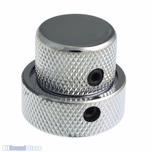Concentric Stacked Metal Knob for Bass or Guitar w/ Set Screw BLACK CHROME GOLD - Picture 4 of 5