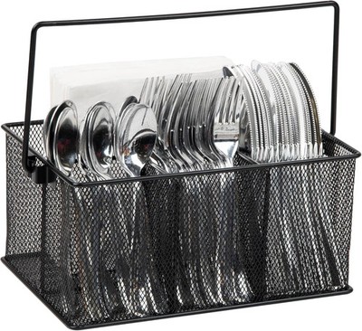 Mind Reader Multi-purpose Storage Caddy with Handle, Desktop Organizer, Cutlery