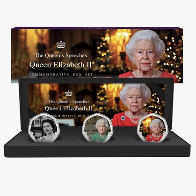 The Queen's Speech Erstausgabe Silbermünze Elizabeth II Gedenkbox Set