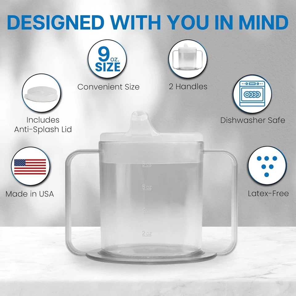 Taza para sorber adultos de 9 oz con 2 asas - tazas para sorber Independence - paquete de 3 Foto 4 de 4