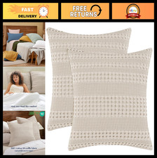 100 Cotton Waffle Weave Euro Sham Covers 26"x26" - 2 Pack, Soft Luxury Pillow C