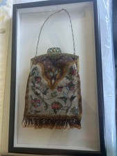 Antique 1920s Art Deco Trinity Plate Enamel Beaded Purse Flapper.