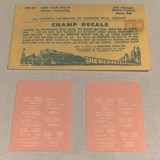 CHAMP HO DECAL-ORE CAR WHITE DIMENSIONAL DATA - #HD-27