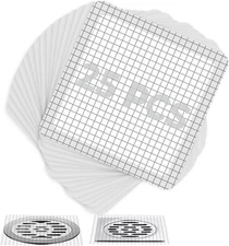 25-Pack 4.1" Square Drain Covers, Prevents Hair Clogs
