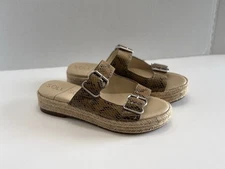 Sole Society Sandals Womens Espadrilles Platform Slides Leather Snake Print Sz 8