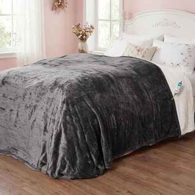King Electric Heated Blanket Dual Control 10 Heat Settings Auto Off Soft Flannel