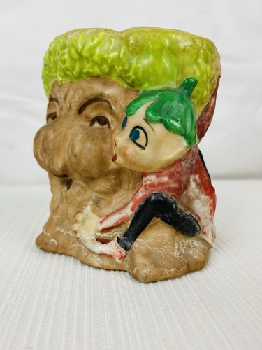 Vintage Planter Pixie Elf Anthropomorphic Tree Stump Napcoware Japan Cottagecore - Picture 3 of 10