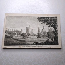 Original Antique 1787 Engraving City Of Oxford Copper Plate England