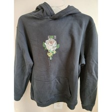 NWT ALL SAINTS Wreath Black Rose Graphic Hoodie Pullover X-Small Washed Black