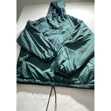Vintage GAP Hooded Anorak Half Zip Pullover Green Nylon Fleece Lined Size L