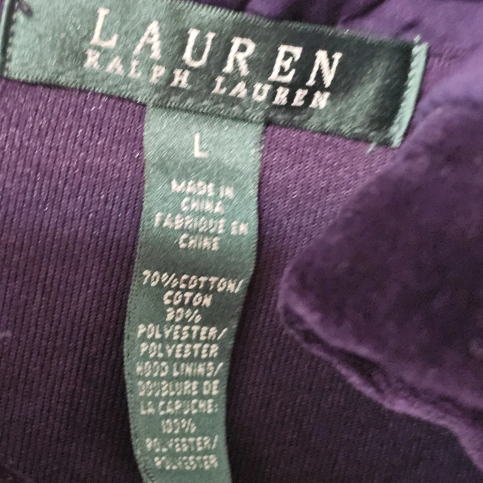 Lauren Ralph Lauren Sudadera con Capucha Chaqueta Cremallera Completa Púrpura Terciopelo Terciopelo Talla L Foto 3 de 4