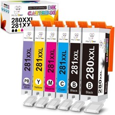 280 281 Ink Cartridges, for Canon PGI-280XXL CLI-281XXL PGI280 CLI281 XXL for...