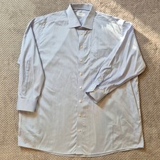 ETON Classic Shirt 49 19.5 Blue Twill Cutaway Collar Barrel Cuff Button Up Mens