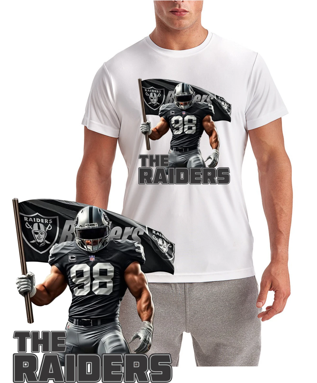 New / Las Vegas Raiders Flag Tee / T shirt