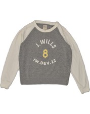 JACK WILLS Womens Crop Graphic Sweatshirt Jumper UK 10 Small Grey NU13