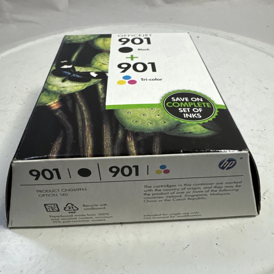 02/2014 Genuine HP 901 Black and Tri-color Ink Cartridges Combo Pack CN069FN OEM - Image 2 of 4