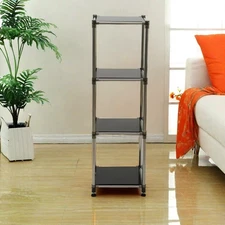 Korean Black 4-Tier Heavy Duty Stainless Steel Storage Shelving Unit