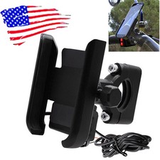 Motorcycle Handlebar Mount GPS Cell Phone Holder USB Charger For Harley Davidson