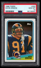 KEVIN GREENE 1988 TOPPS #300 PSA 10 GEM MINT FOOTBALL ROOKIE CARD HOF RAMS. rookie card picture