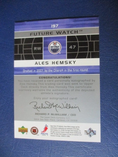 2002-03 SP Authentic Ales Hemsky Rookie Auto RC Future Watch #/999 Oilers - Image 3 of 3