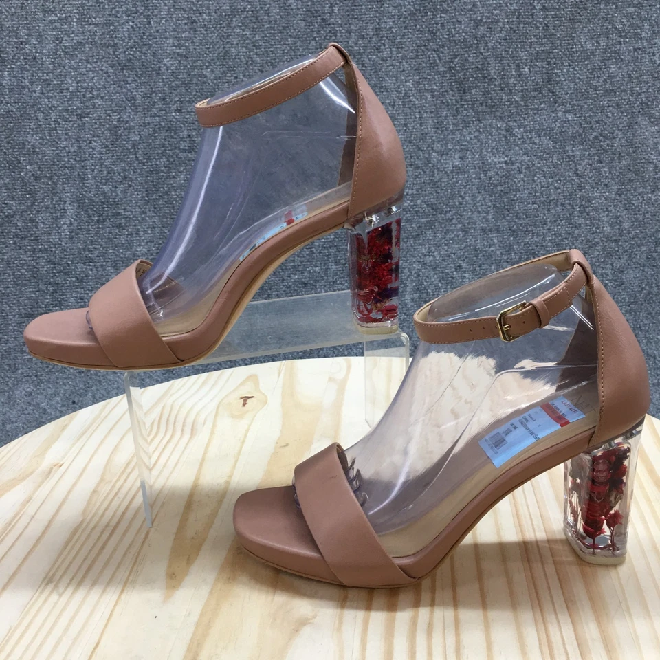 NEW Naturalizer Sandals Womens 9.5 M Joy Floral Heeled Ankle Strappy Brown - Image 2 of 4