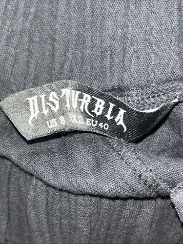 Jupe MIDI fendue devant Disturbia noire à cordon feuilles de fougère appliquée taille US 8 - Photo 12/14