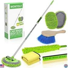 62" Premium Car Wash Brush with Extended Handle, Microfiber Mitt & Cleaning Kit